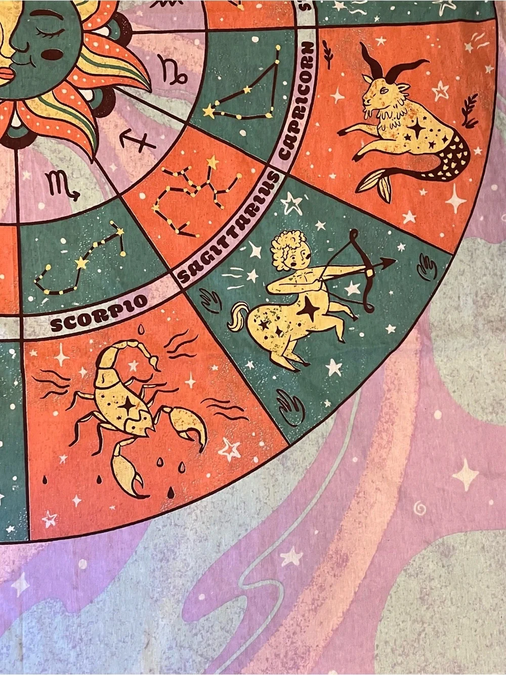 Zodiac sun moon colorful tapestry 60